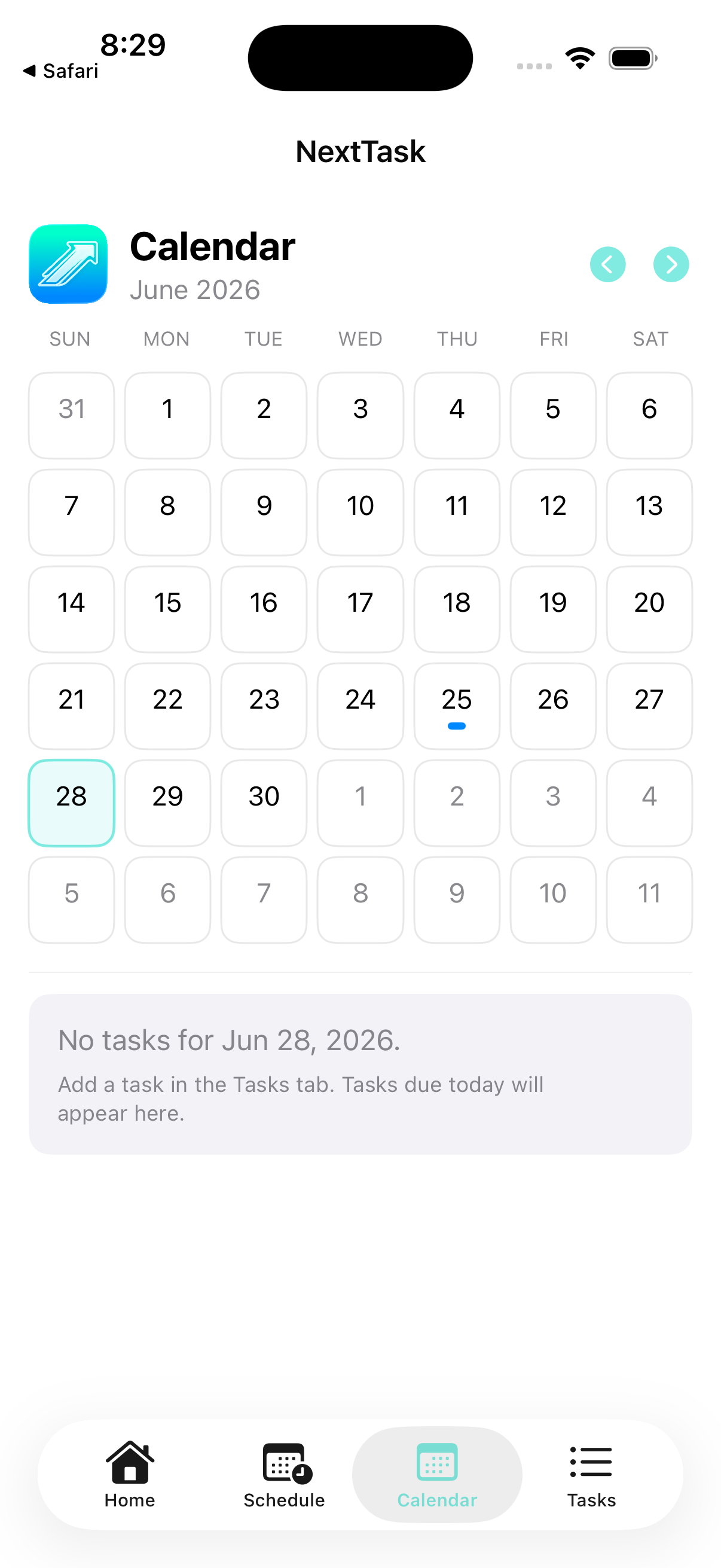 Calendar Feature